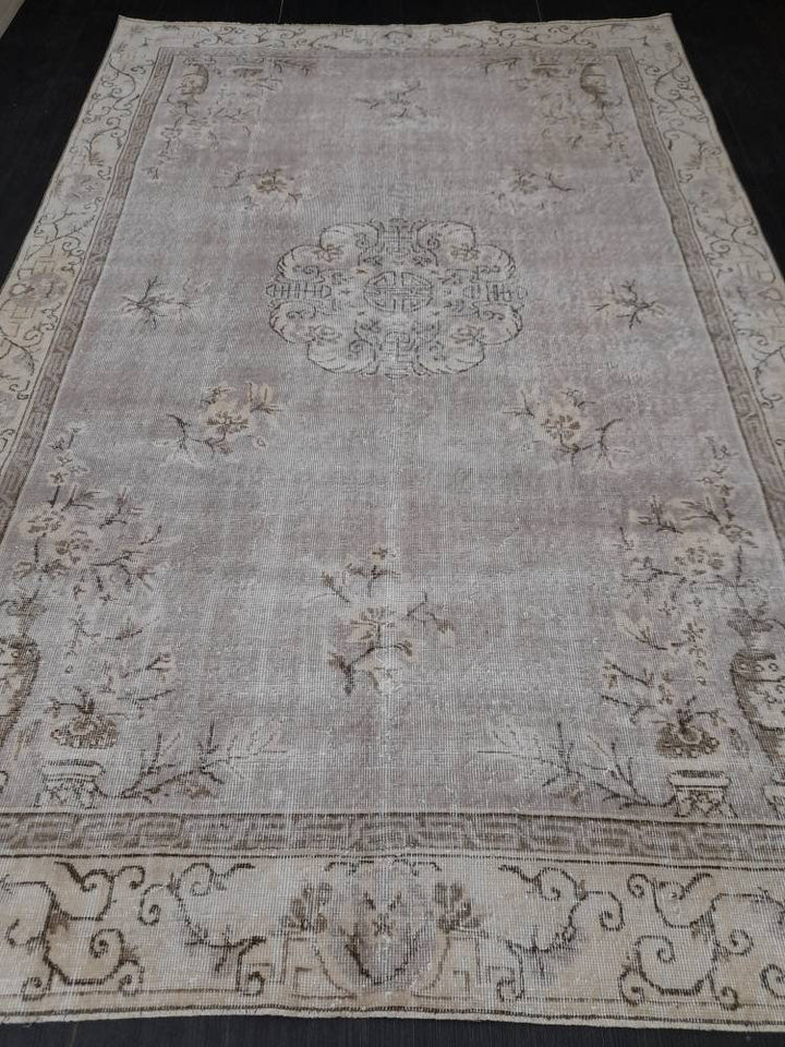 Rust Turkish Runner Rug 6' 6" x 10' Hand-Knotted pattern
