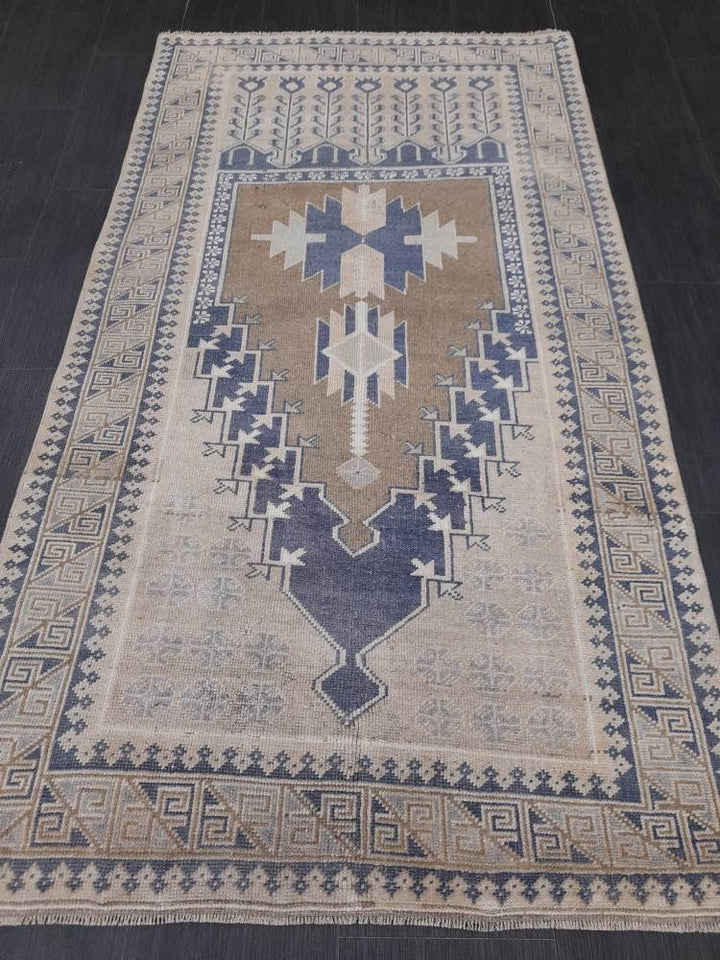 Rust Turkish Runner Rug 3' 5" x 6' 4" Hand-Knotted texture