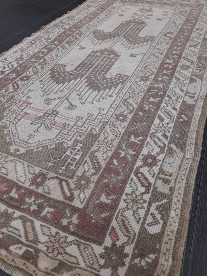 Rust Turkish Runner Rug 2' 11" x 5' 7" Hand-Knotted close-up