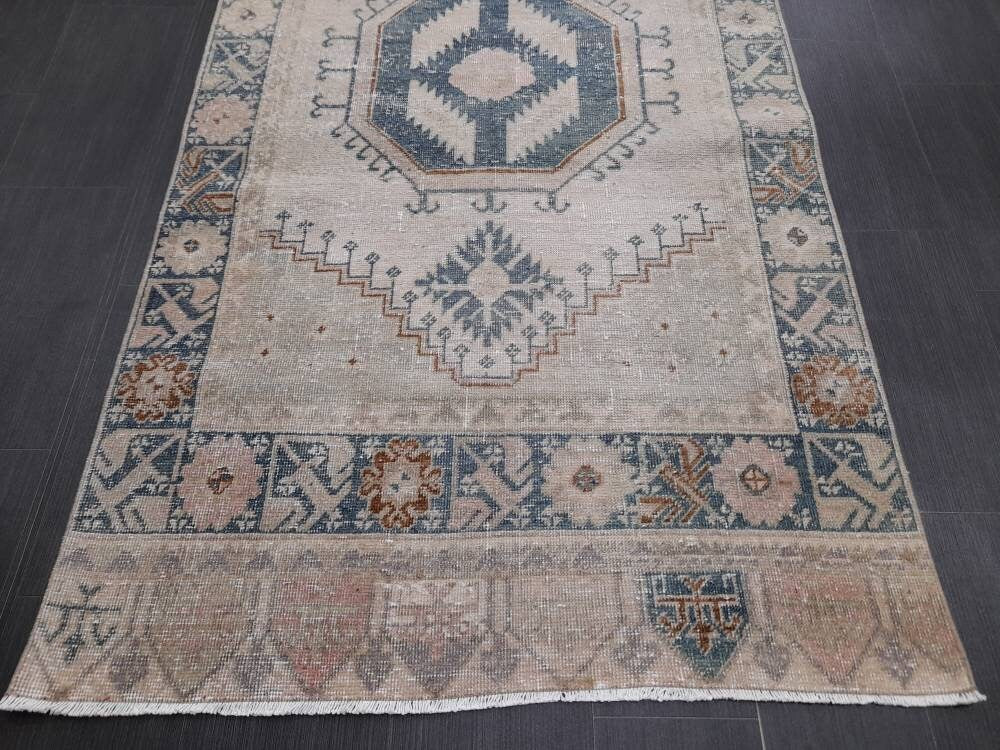 Beige Turkish Runner Rug 3' 10" x 13' Hand-Knotted view