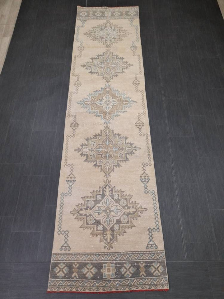 Beige Turkish Runner Rug 2' 10" x 10' 11" Hand-Knotted view 9