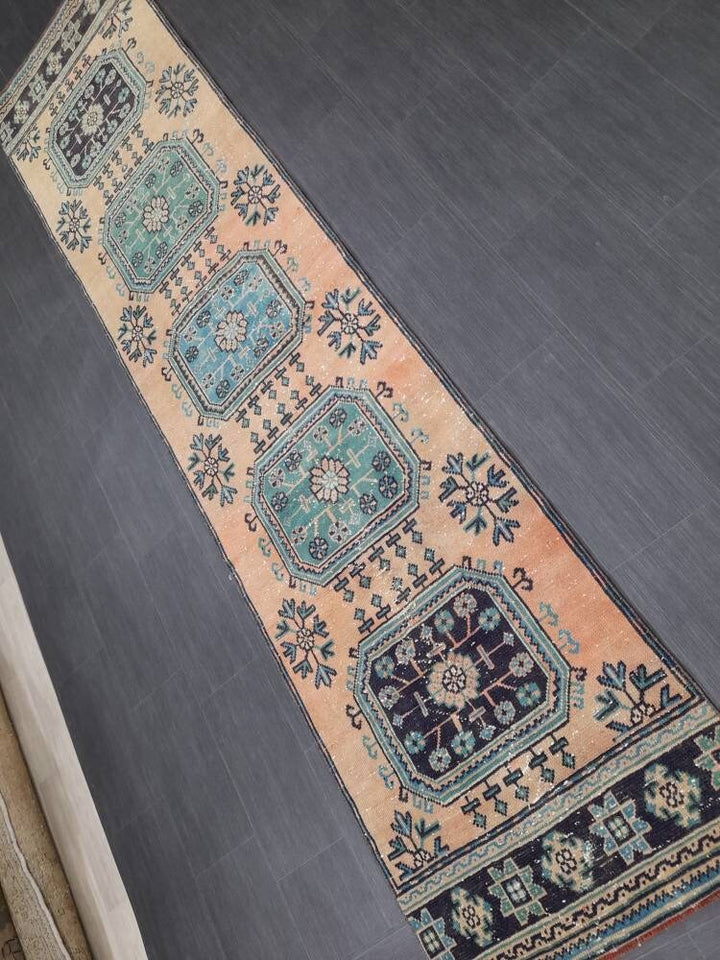 Turkish Runner Rug 2' 11" x 11' 10" Hand-Knotted reverse