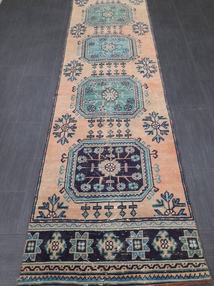 Turkish Runner Rug 2' 11" x 11' 10" Hand-Knotted border