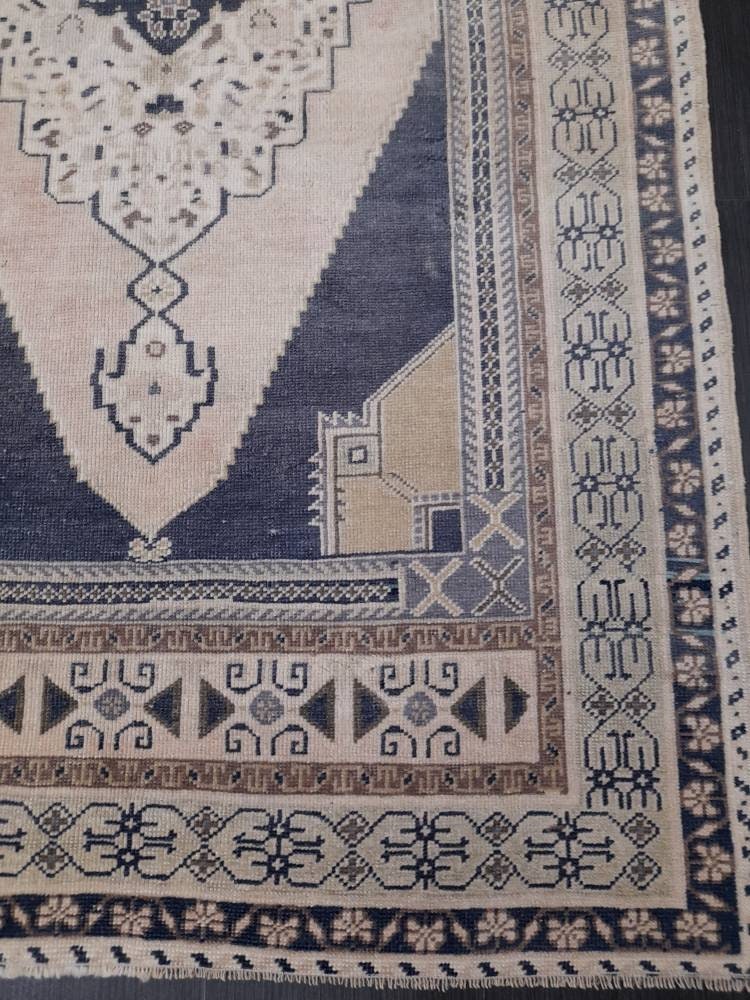 Blue Turkish Runner Rug 3' 11" x 7' 5" Hand-Knotted | No. WR71294