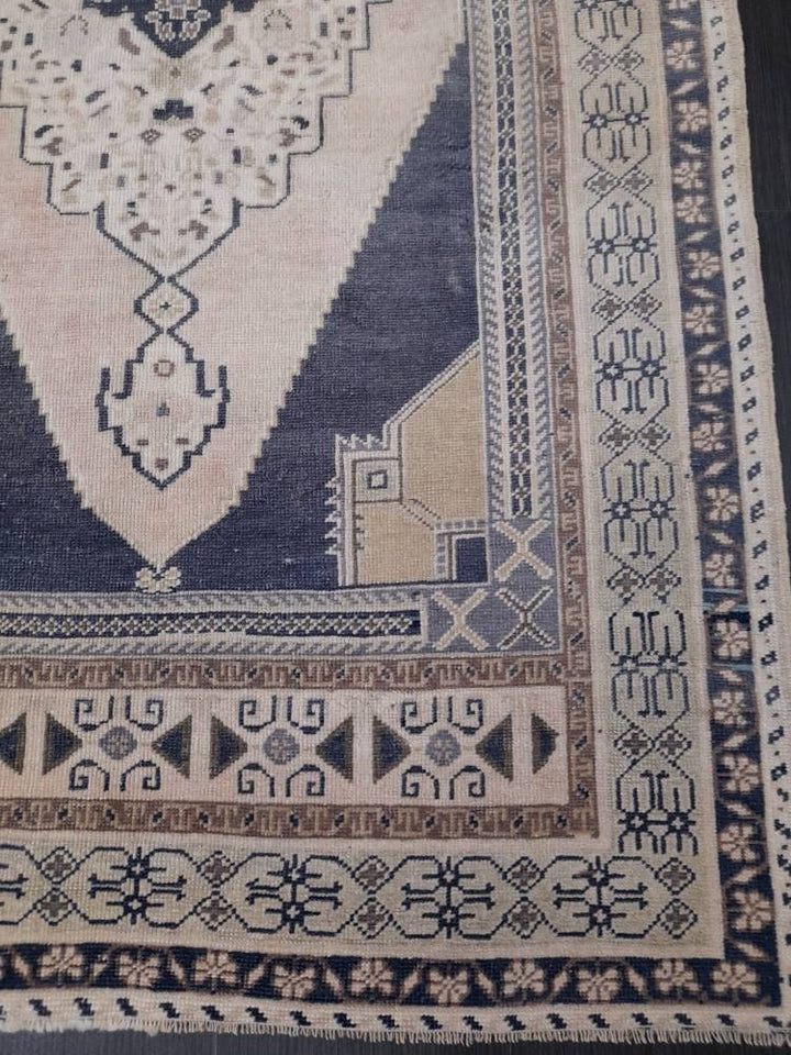 Blue Turkish Runner Rug 3' 11" x 7' 5" Hand-Knotted | No. WR71294