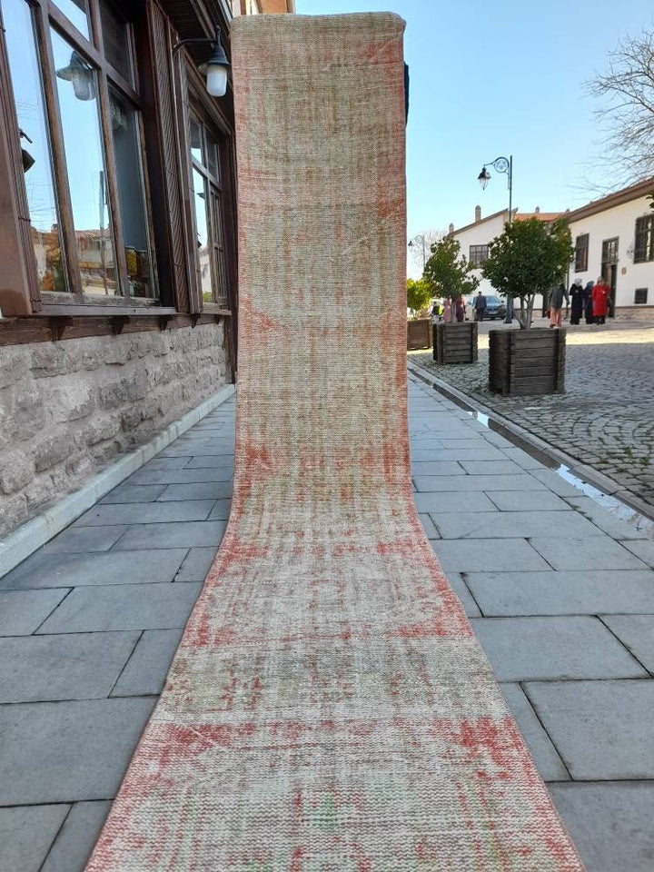 Beige Turkish Runner Rug 2' 5" x 22' 10" Hand-Knotted | No. WR34833