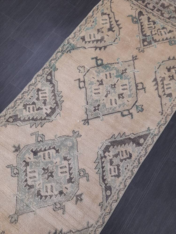 Beige Turkish Runner Rug 3' 1" x 10' 10" Hand-Knotted view