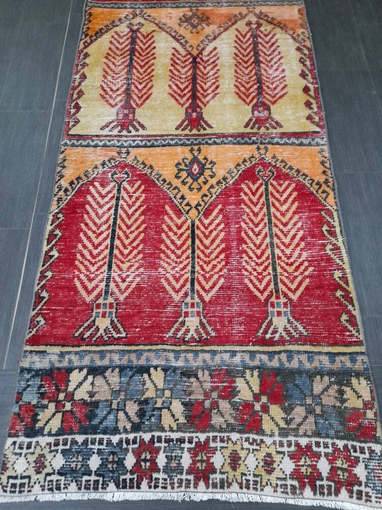 Beige Turkish Runner Rug 3' 1" x 11' 6" Hand-Knotted field