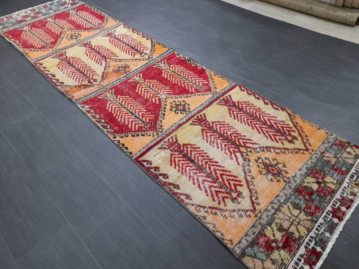 Beige Turkish Runner Rug 3' 1" x 11' 6" Hand-Knotted