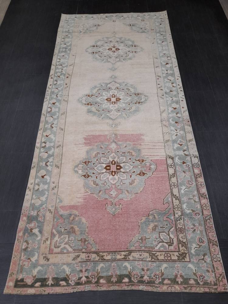 Beige Turkish Runner Rug 4' 6" x 10' 4" Hand-Knotted view