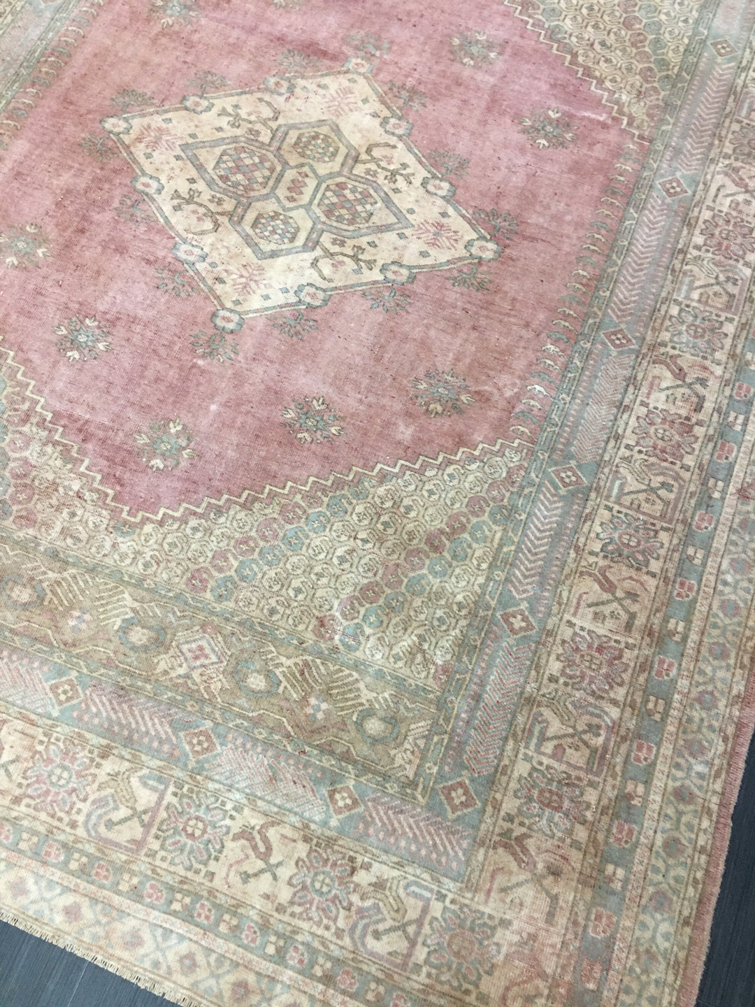 Blue Turkish Runner Rug 6' 7" x 8' 6" Hand-Knotted | No. WR54140