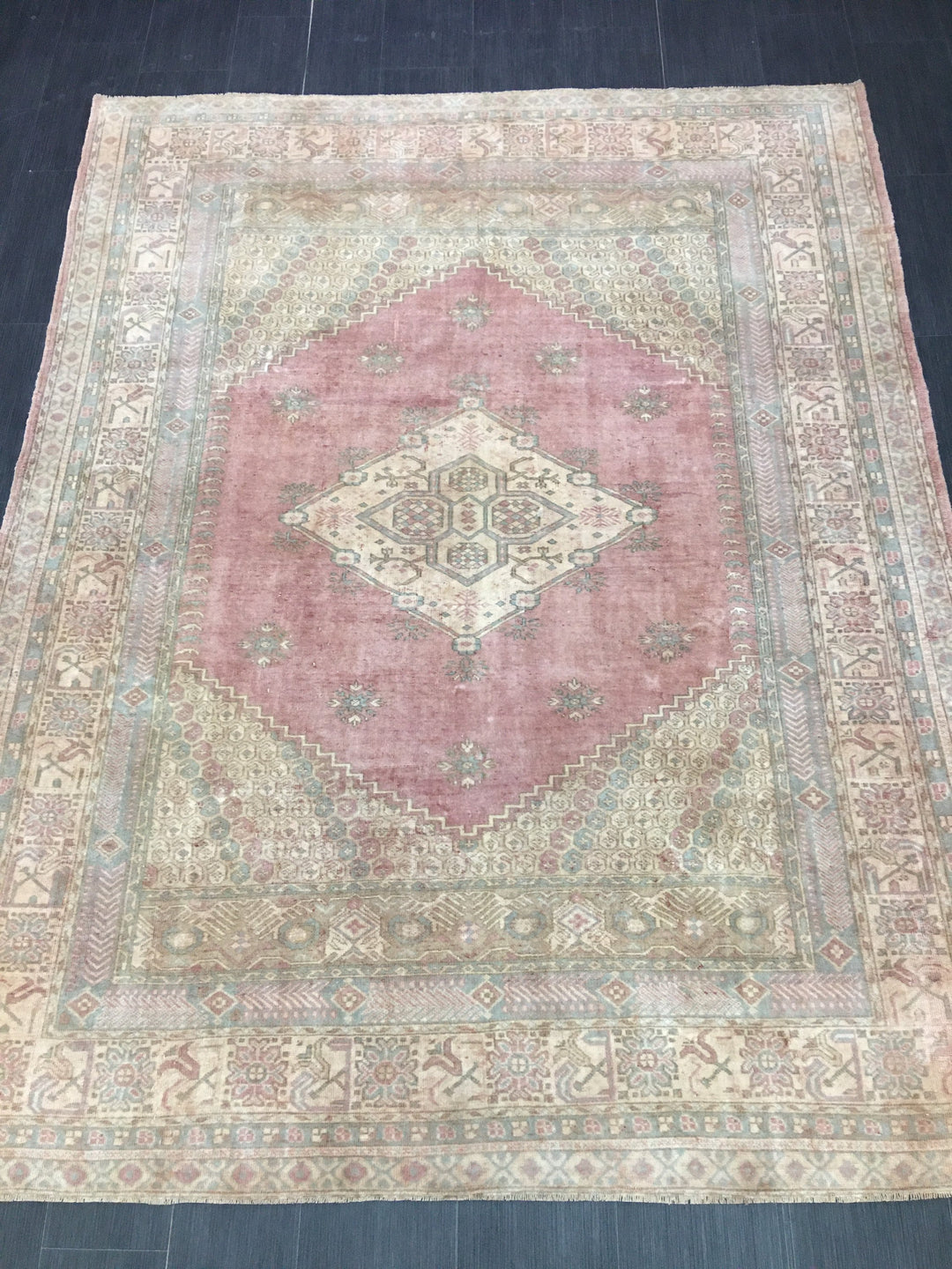 Blue Turkish Runner Rug 6' 7" x 8' 6" Hand-Knotted | No. WR54140