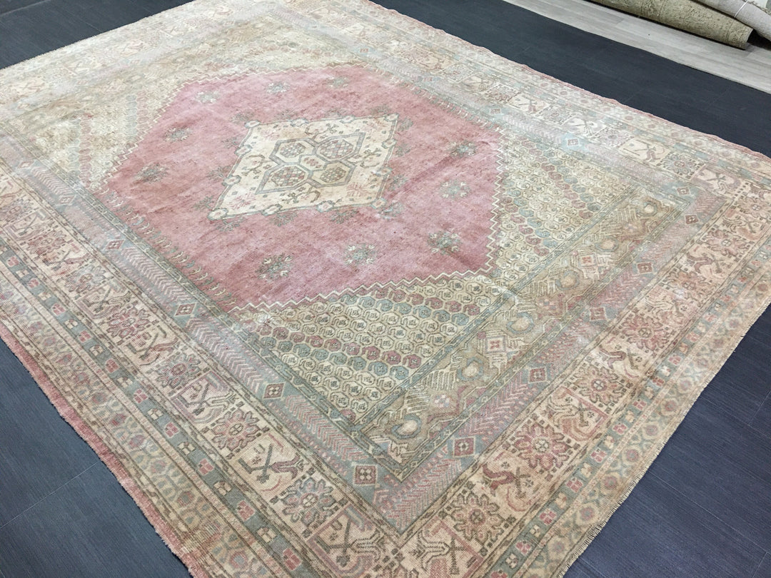 Blue Turkish Runner Rug 6' 7" x 8' 6" Hand-Knotted | No. WR54140