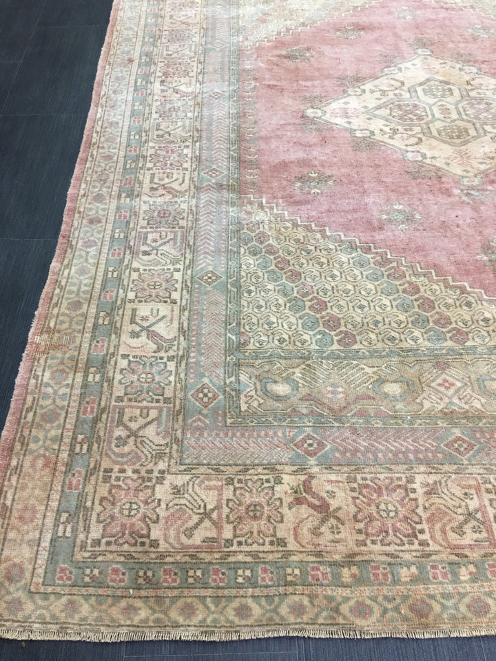 Blue Turkish Runner Rug 6' 7" x 8' 6" Hand-Knotted | No. WR54140