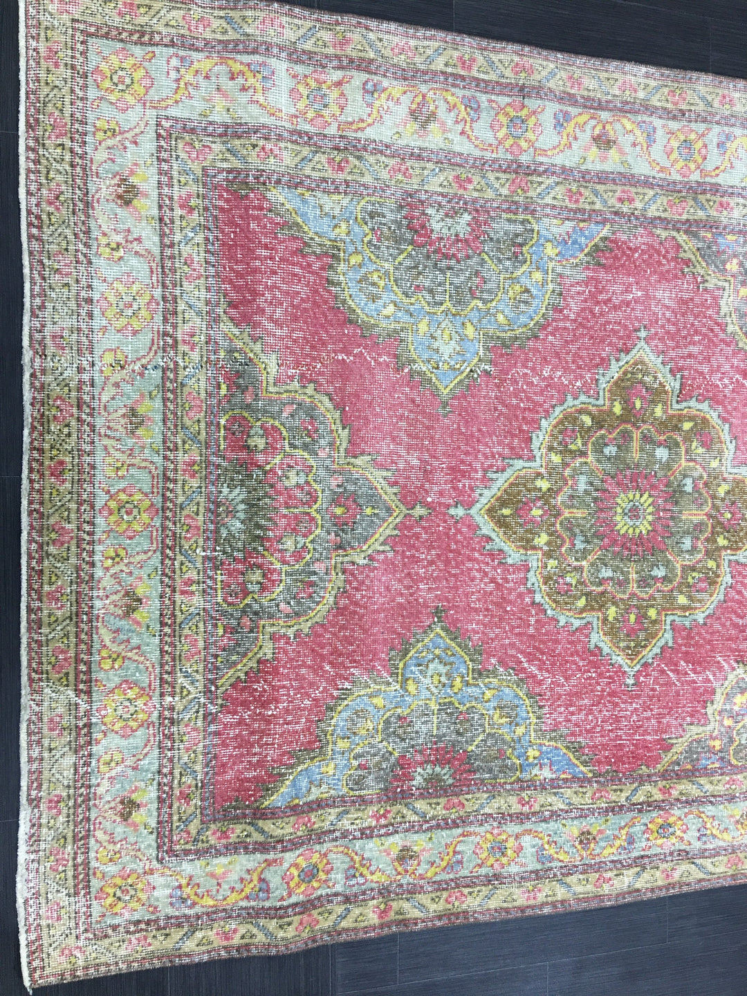 Beige Turkish Runner Rug 4' 11" x 12' 11" Hand-Knotted close-up