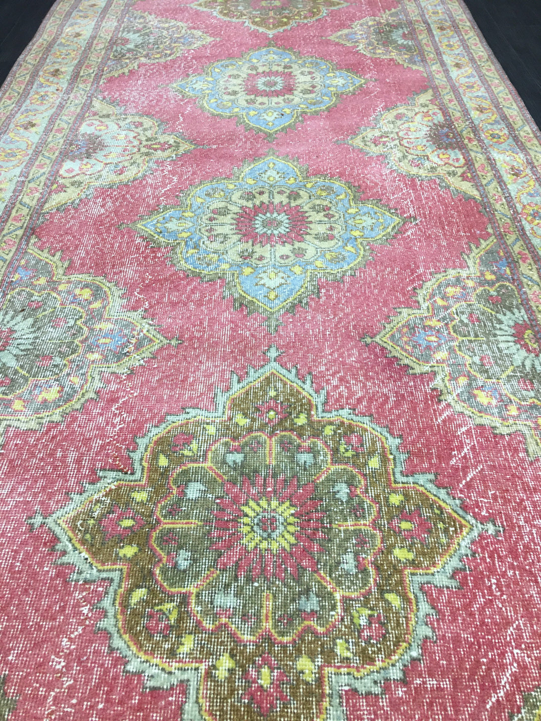 Beige Turkish Runner Rug 4' 11" x 12' 11" Hand-Knotted reverse