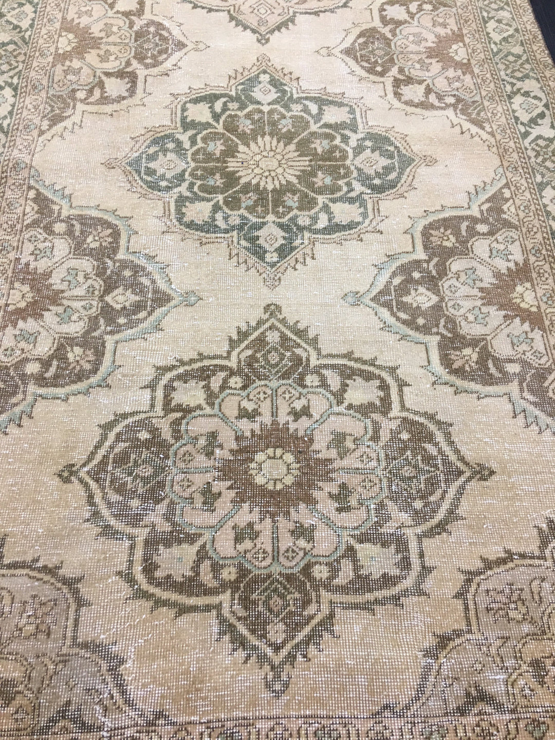 Beige Turkish Runner Rug 4' 9" x 14' 2" Hand-Knotted field