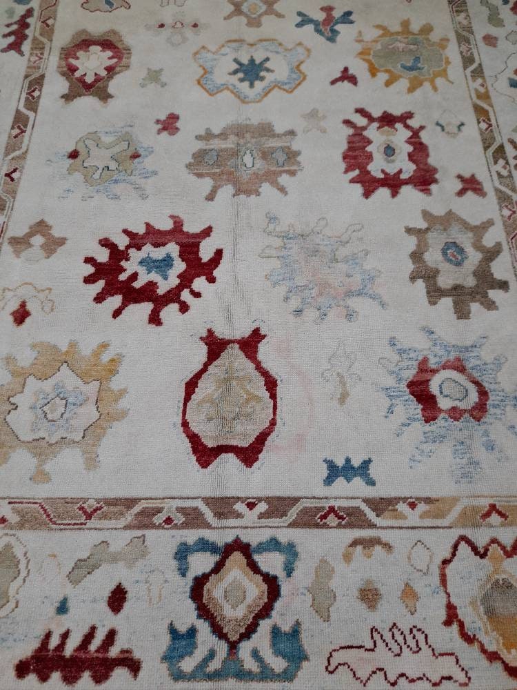 Beige Turkish Runner Rug 9' x 12' Hand-Knotted view 9