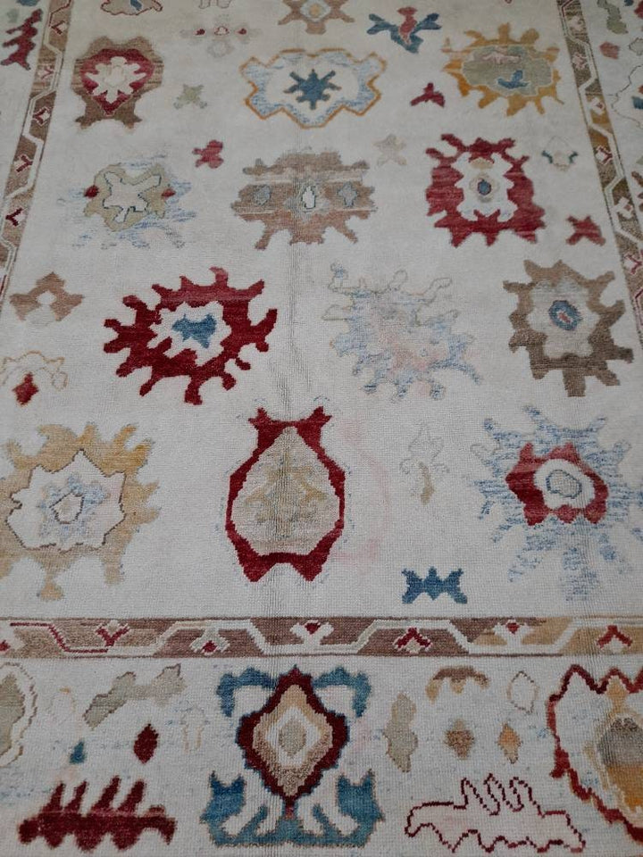 Beige Turkish Runner Rug 9' x 12' Hand-Knotted view 9