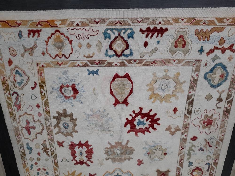 Beige Turkish Runner Rug 9' x 12' Hand-Knotted view