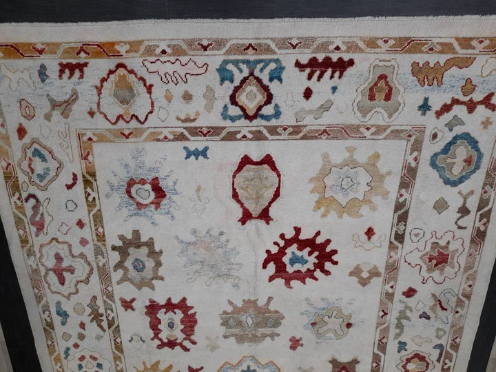 Beige Turkish Runner Rug 9' x 12' Hand-Knotted view