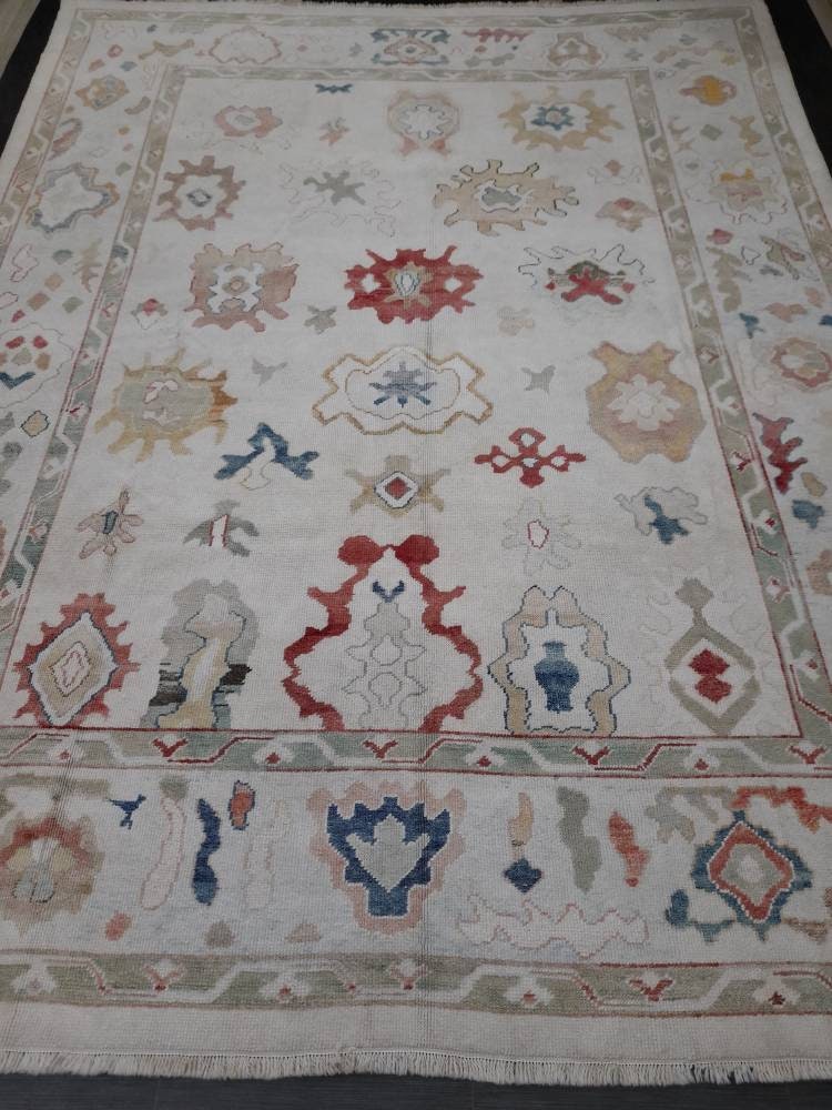 Beige Turkish Runner Rug 9' x 12' Hand-Knotted view 9
