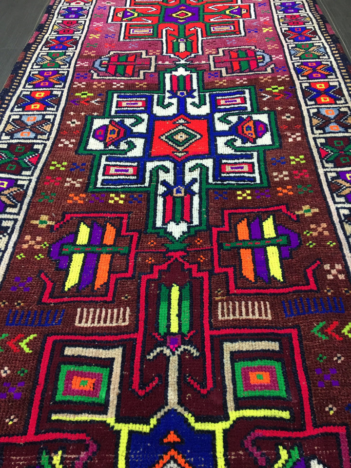 Beige Turkish Runner Rug 3' 1" x 12' Hand-Knotted field
