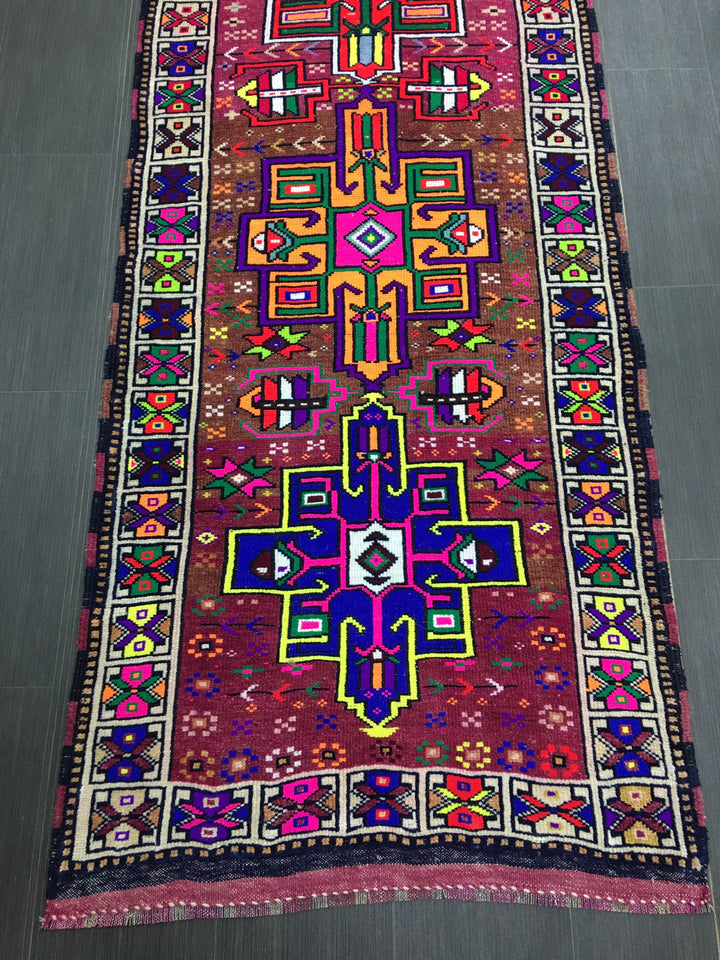 Beige Turkish Runner Rug 3' 1" x 12' Hand-Knotted reverse