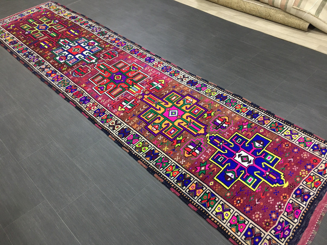 Beige Turkish Runner Rug 3' 1" x 12' Hand-Knotted