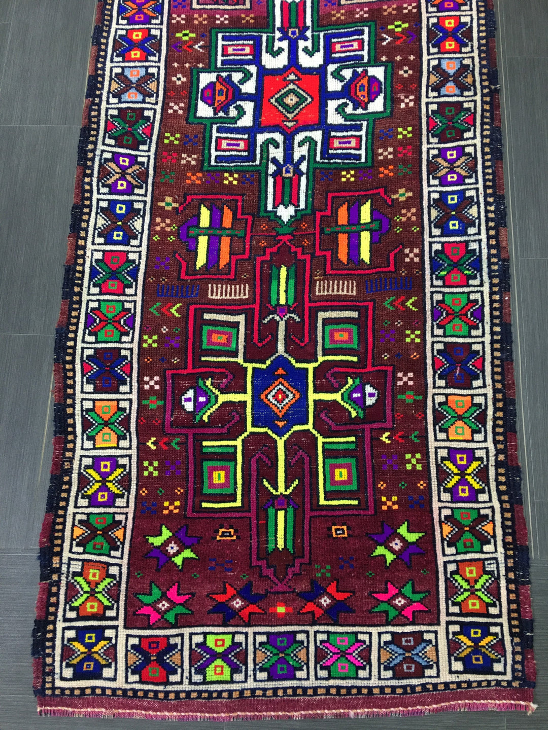 Beige Turkish Runner Rug 3' 1" x 12' Hand-Knotted detail