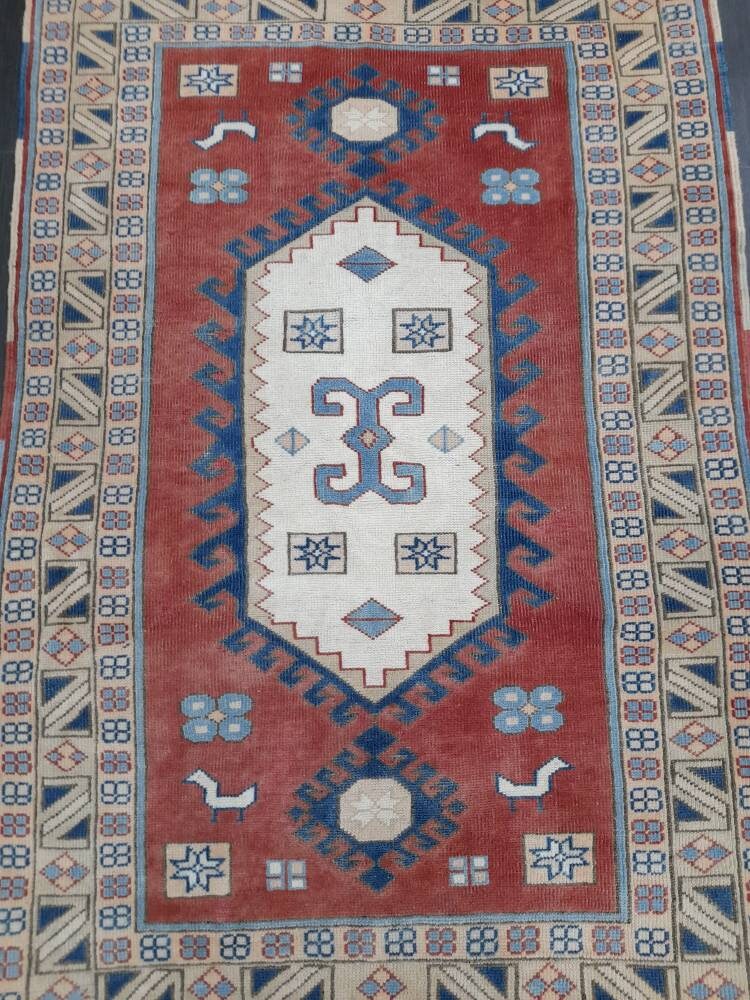 Tan Turkish Oushak Rug 4' 5" x 6' 4" Hand-Knotted field