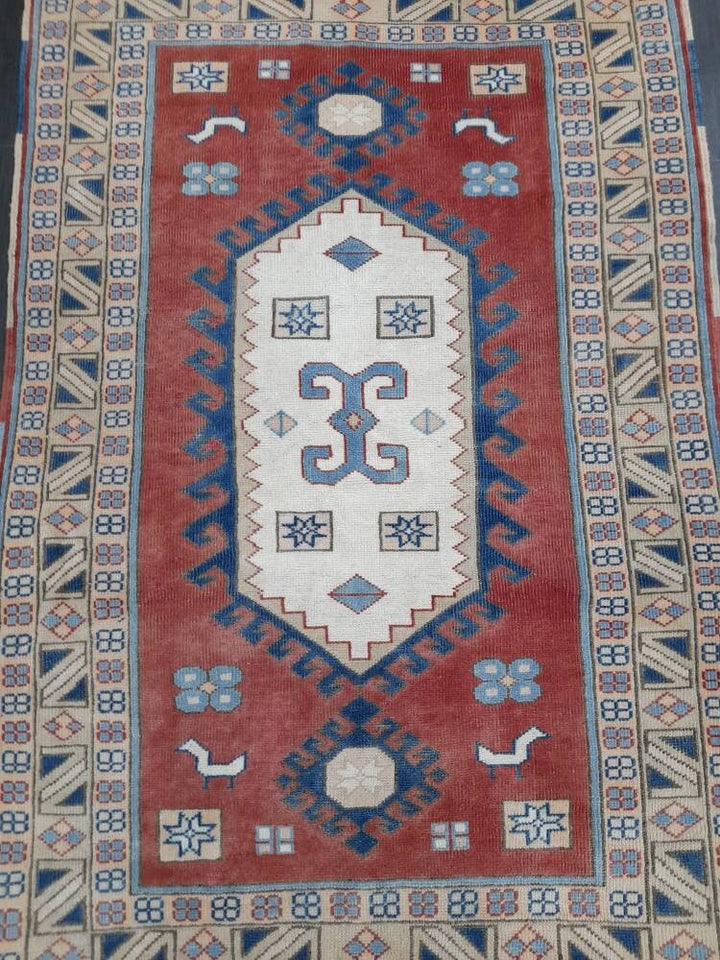Tan Turkish Oushak Rug 4' 5" x 6' 4" Hand-Knotted field