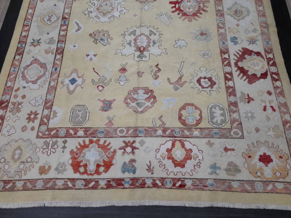 Beige Turkish Oushak Rug 9' x 12' 1" Hand-Knotted view