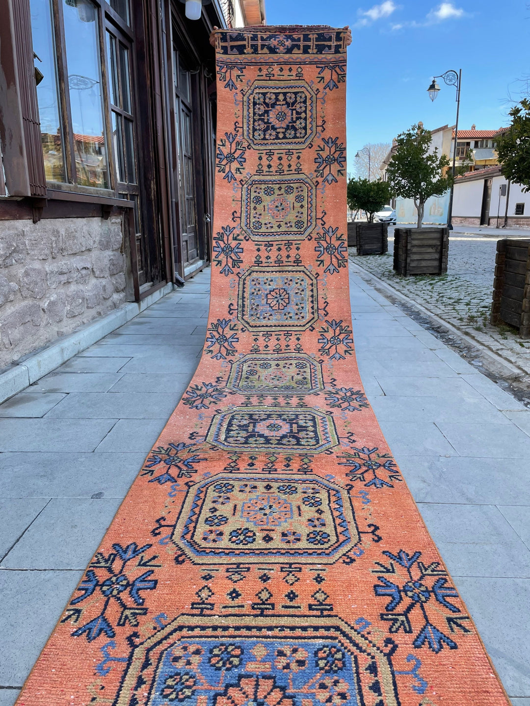 Beige Turkish Runner Rug 2' 7" x 19' 8" Hand-Knotted detail