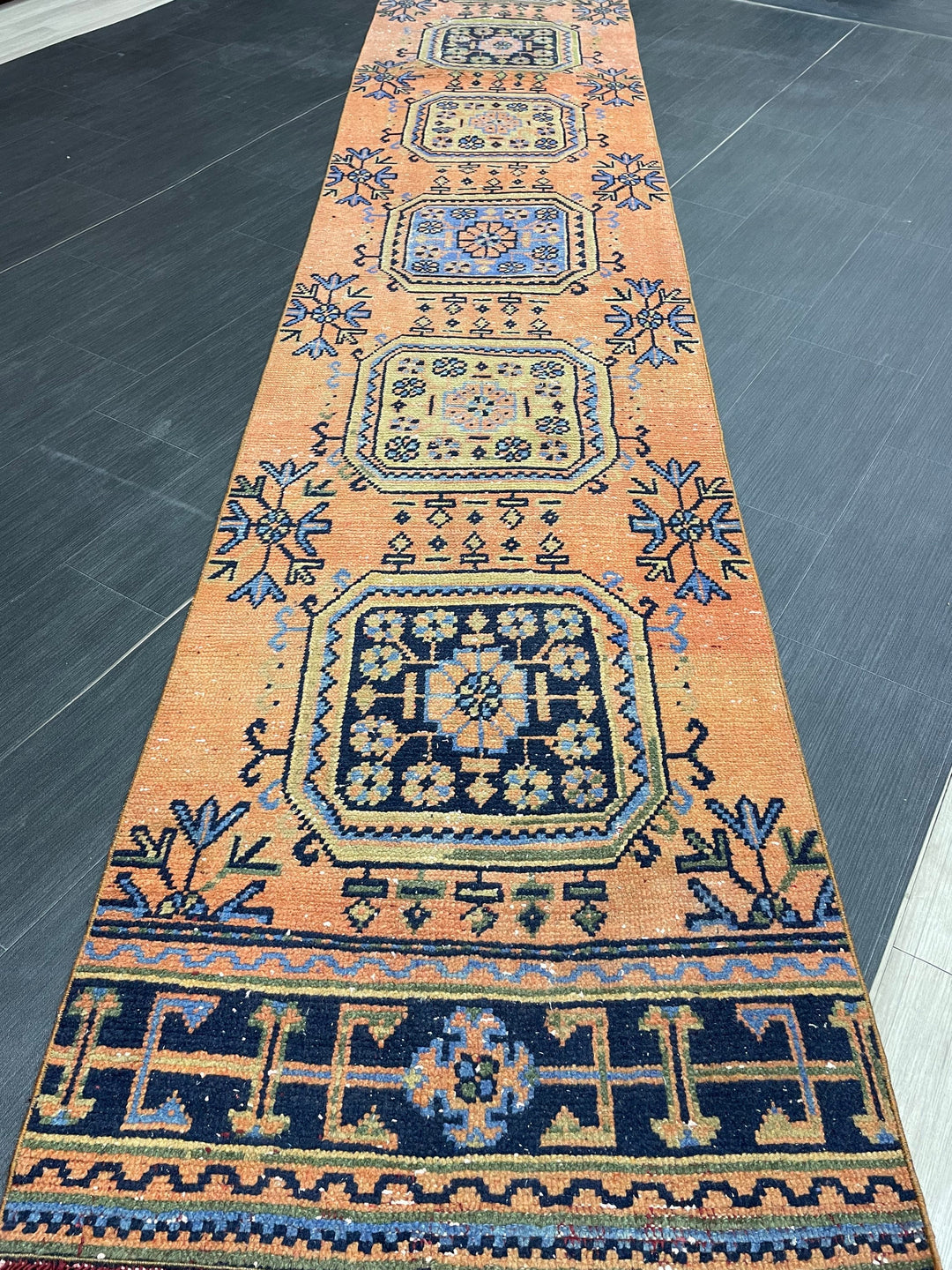 Beige Turkish Runner Rug 2' 7" x 19' 8" Hand-Knotted view 9