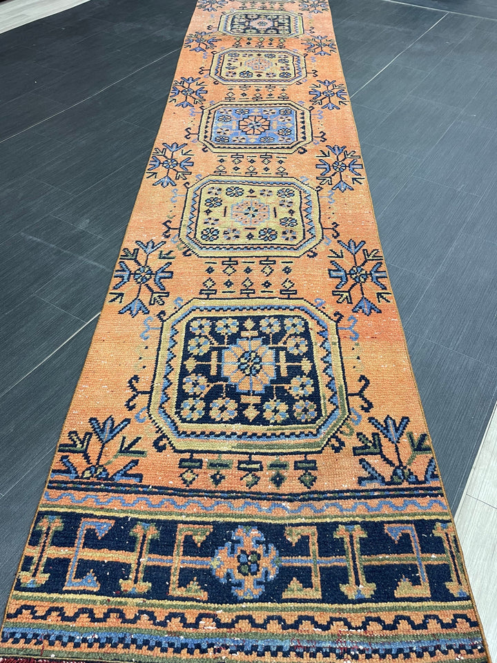 Beige Turkish Runner Rug 2' 7" x 19' 8" Hand-Knotted view 9