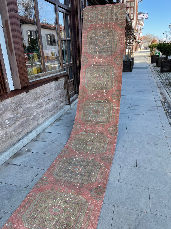 Beige Turkish Runner Rug 2' 4" x 19' 1" Hand-Knotted close-up