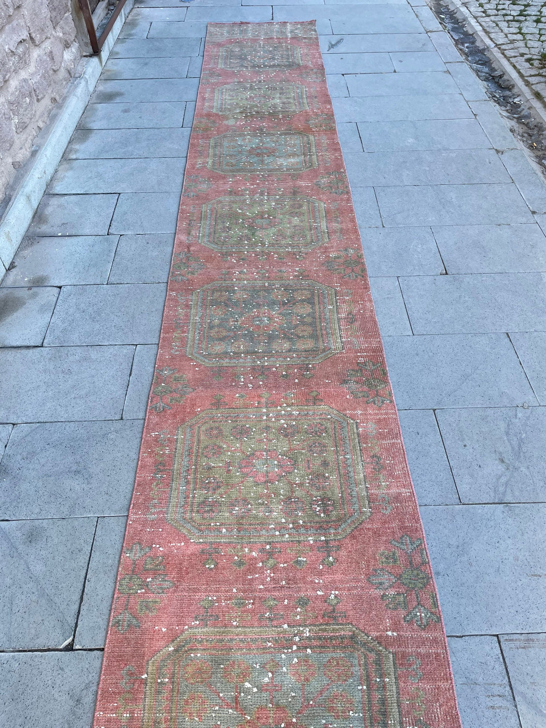 Beige Turkish Runner Rug 2' 4" x 19' 1" Hand-Knotted texture