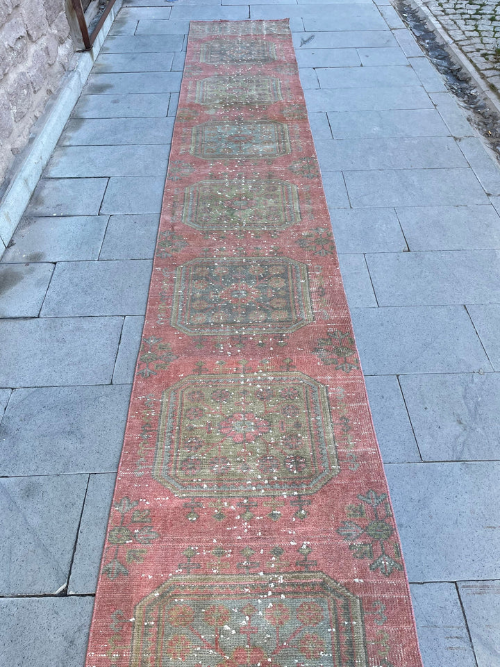 Beige Turkish Runner Rug 2' 4" x 19' 1" Hand-Knotted texture