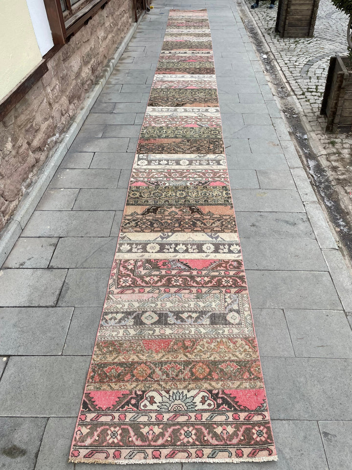 Beige Turkish Runner Rug 2' 9" x 30' 2" Hand-Knotted detail