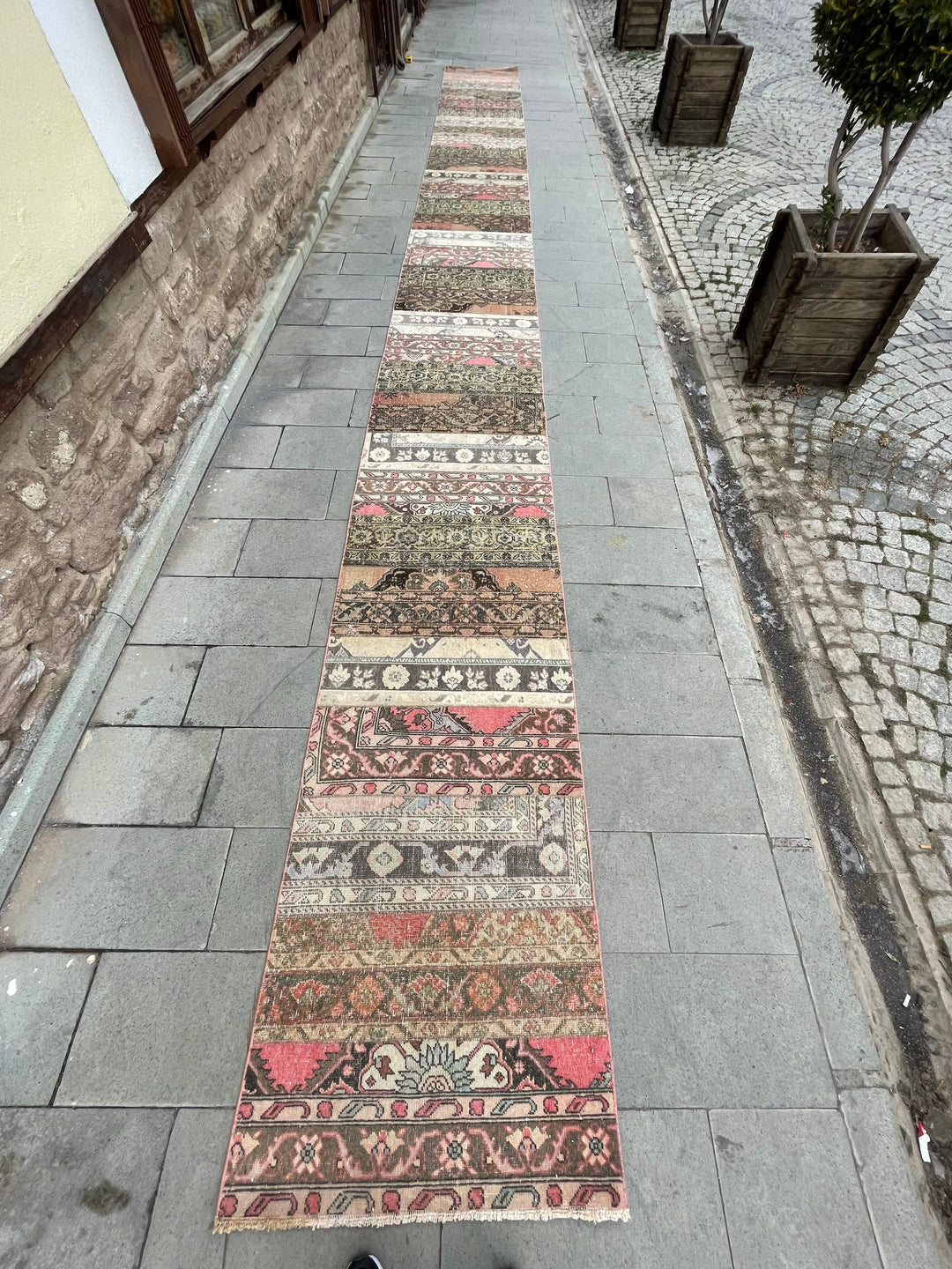 Beige Turkish Runner Rug 2' 9" x 30' 2" Hand-Knotted close-up