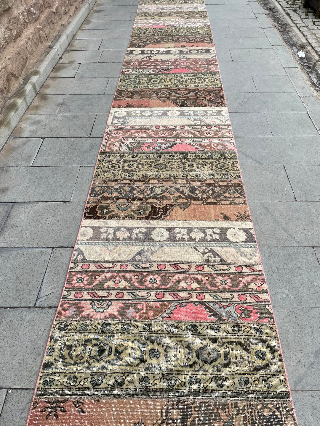 Beige Turkish Runner Rug 2' 9" x 30' 2" Hand-Knotted pattern