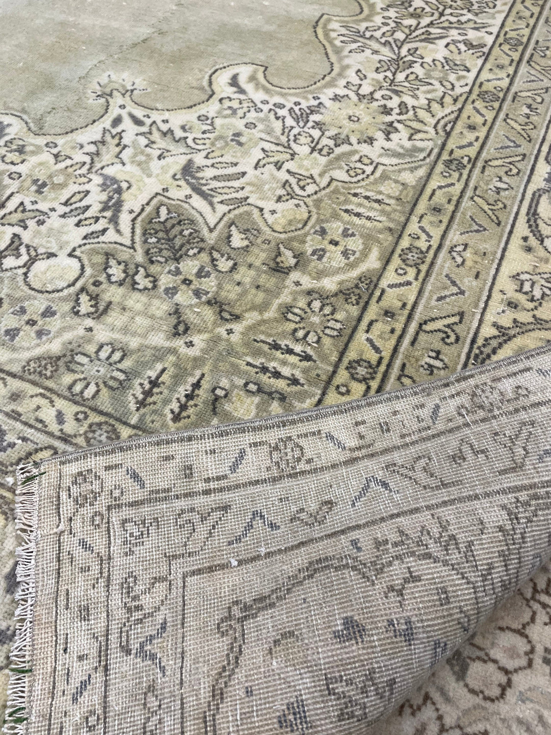 Green Turkish Vintage Rug 7' x 10' 3" Hand-Knotted | No. WR69677