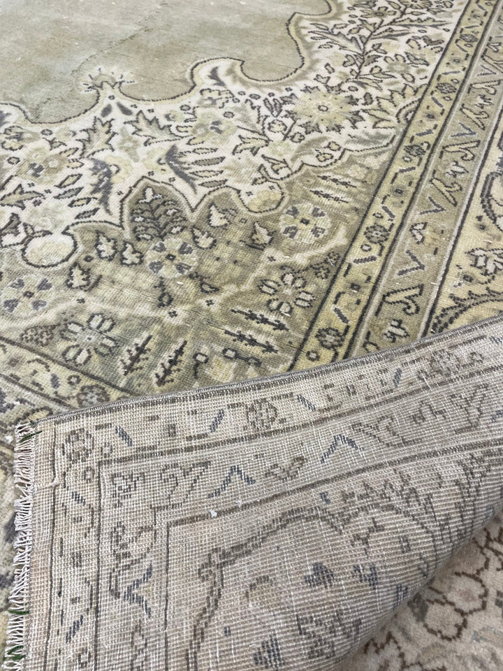 Green Turkish Vintage Rug 7' x 10' 3" Hand-Knotted | No. WR69677