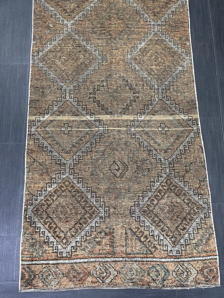 Turkish Runner Rug 3' 4" x 10' 3" Hand-Knotted pattern