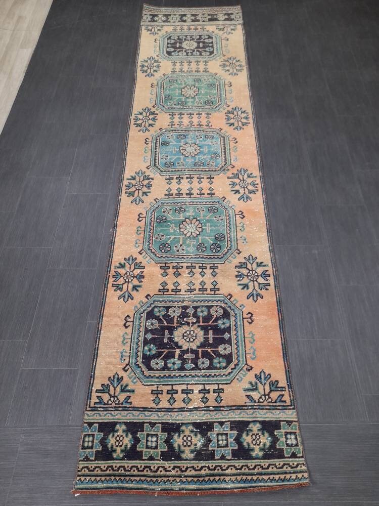 Turkish Runner Rug 2' 11" x 11' 10" Hand-Knotted pattern