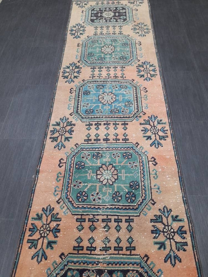 Turkish Runner Rug 2' 11" x 11' 10" Hand-Knotted field