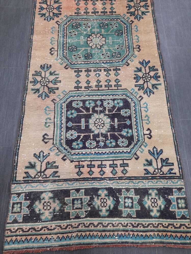 Turkish Runner Rug 2' 11" x 11' 10" Hand-Knotted texture