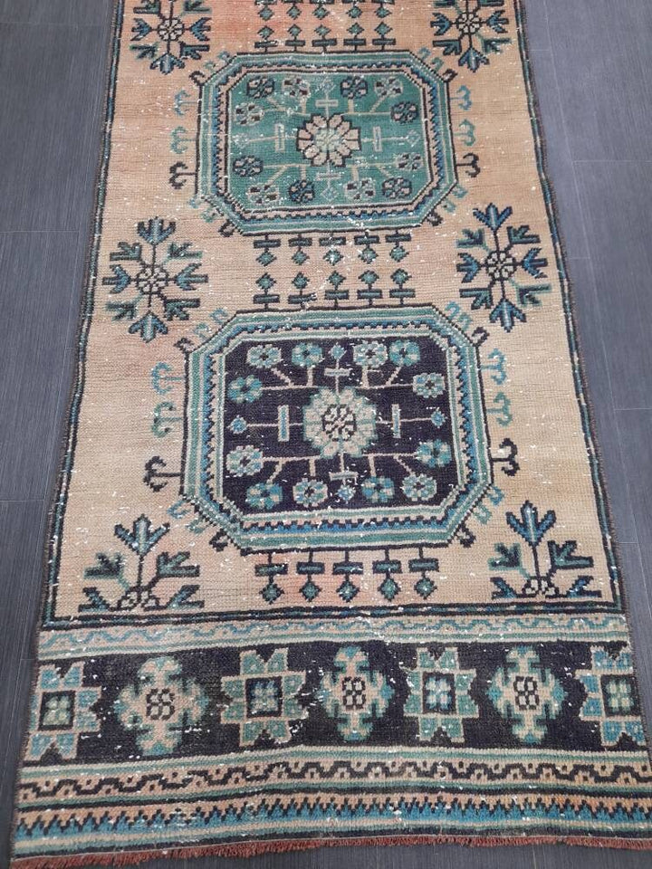 Turkish Runner Rug 2' 11" x 11' 10" Hand-Knotted texture