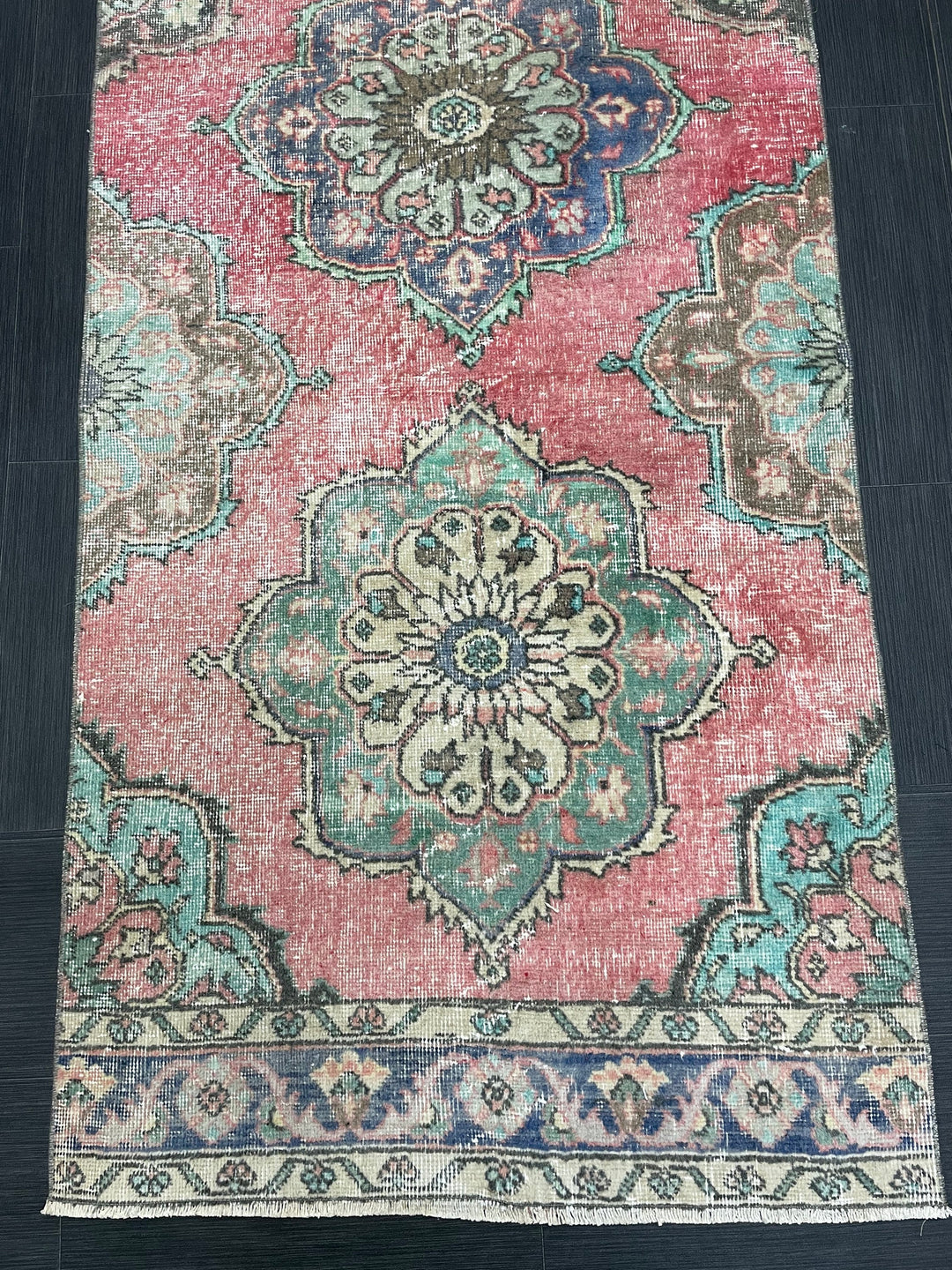 Beige Turkish Runner Rug 3' x 12' 6" Hand-Knotted pattern